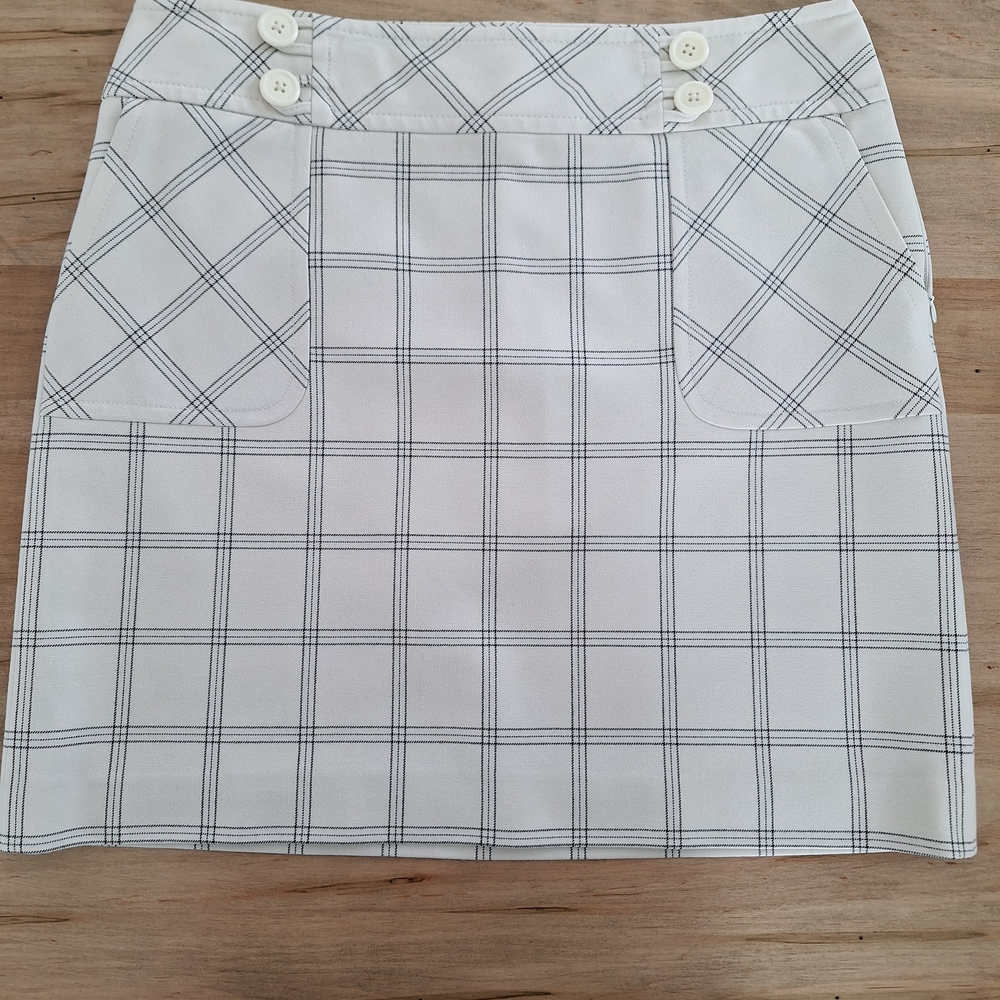 LOFT Plaid Mini Skirt in White and Black